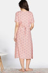 Coucou Maternity Woven Mid Calf Length Loungewear Dress With Front Open Button - Rose Pink — thumbnail 3